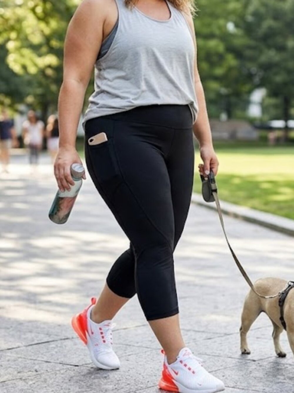 RAG Plus Women's Legging Capri Length Black with Mesh Detail Pockets Size 3X